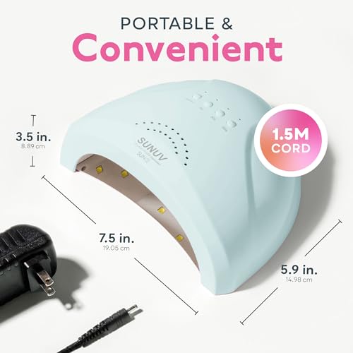 SUNUV 48W UV LED Nail Dryer, UV Light for Gel Nail Polish Professional Lamp with 3 Timer Settings Nail Art Tools Auto Sensor SUNone Blue - Thumbnail 5