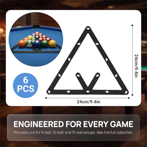 Simsky Billard Schablone Set, 6 Stück, Ultradünne Folie für 8Ball, 9Ball, 10Ball, Präzises Dreieck für Kugelaufstellung, Training & Turnier