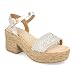 Sandalia de Mujer Estilo Casual-Bohemio con Tacon Ancho y Plataforma de Esparto,...