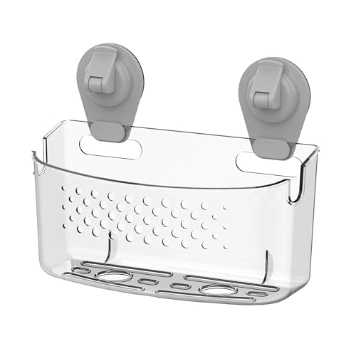 YVCDFRE Transparent Wall-Mounted Suction Cup Bathtub Basket, Easy to Install, no Tools Required.