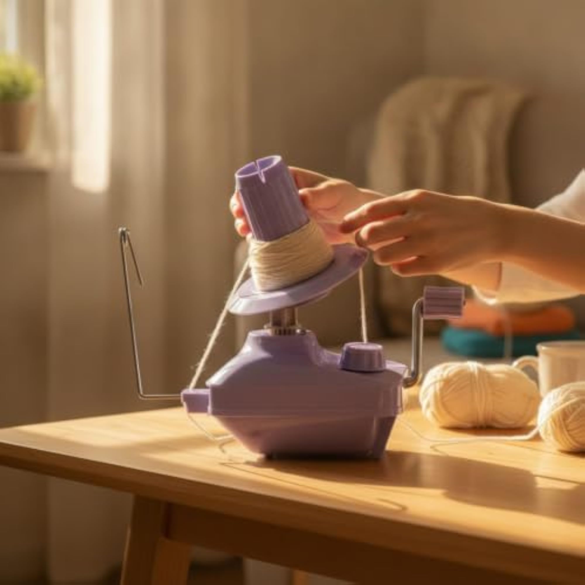 Compact Manual Yarn Winder with Table Clamp