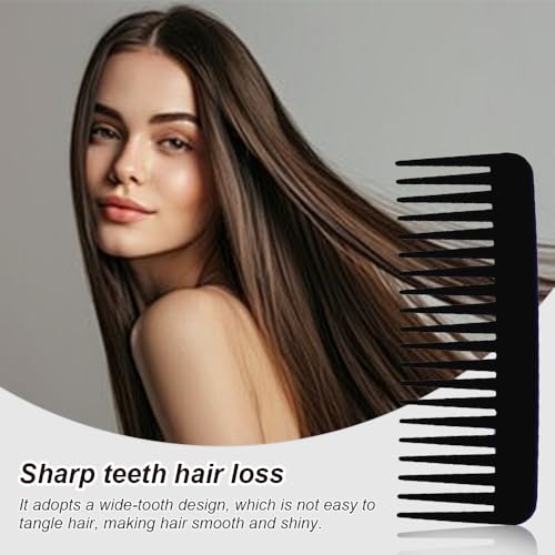 Foto von Kamm mit breiten Zähnen, antistatischer Haarkamm mit breiten Zähnen, ohne Griff, hitzebeständig, Friseurkamm, Styling Kamm (Schwarz)