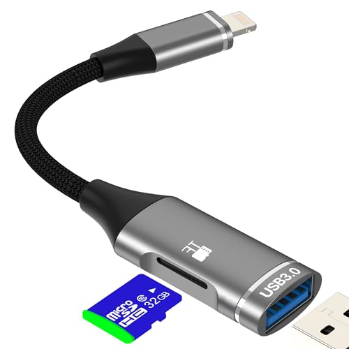 Adaptador Lightning a USB para iPhone 14 13 12Pro MAX Lector de Tarjetas Lector de Tarjetas Micro SD Stick para iPad para Apple Teléfono móvil Cámara OTG TF Cable 3.0 Memoria Transferencia de Datos
