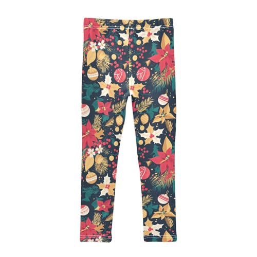 KLL Colorful Christmas Elements Design Little Girls Athletic Leggings Comfortable Full Length Lounge Pants Running2