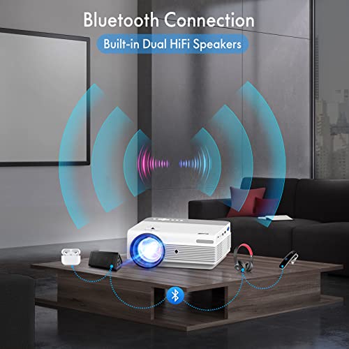 Native 1080P Wifi Bluetooth Projector, Visoud 9500L With 120'' Screen Portable Outdoor Movie Projector, Zoom & 300'', Home Theater Video Projector Compatible W/ Hdmi, Vga, Tf, Usb, Av, Tv Stick, Ps4 #TOP3