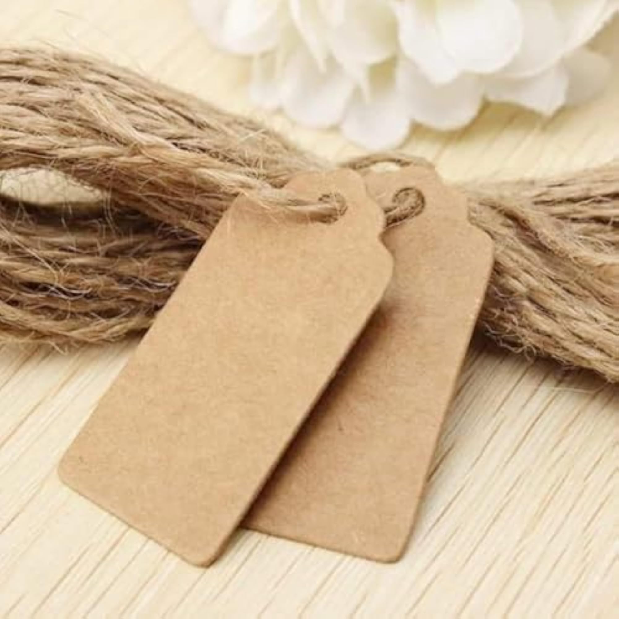 Double-Sided Kraft Paper Labels with Natural Jute Twine