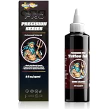 POSEIDON Professional Black Tattoo Ink - 8 fl oz 240ml Bottle - Intense, Vegan Professional Grade Ink for Real Skin, Outlining, Shading & Packing, Tattoo Supplies for Artists & Beginners