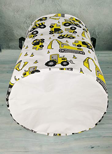 Kunro Large Sized Round Storage Basket Waterproof Coating Organizer Bin Laundry Hamper For Nursery Clothes Toys (Excavator) #TOP5