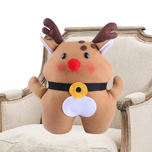 Tuxxjzm Cojín de peluche de reno, cojín de reno - decoración navideña de invierno, cojín decorativo - Cojín divertido relleno suave cojín decorativo de invierno para decoración navideña de invierno