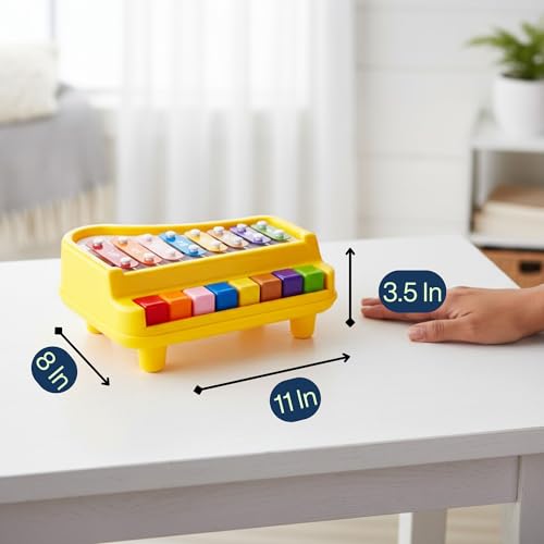 Image of Xylo Piano for Kids 1-6 Years | 2-in-1 Xylophone & Piano Musical Toy | 8 Rainbow Keys + 2 Mallets | BIS Certified, Non-Toxic, Made in India | Learning Toy for Toddlers (8 Keys)