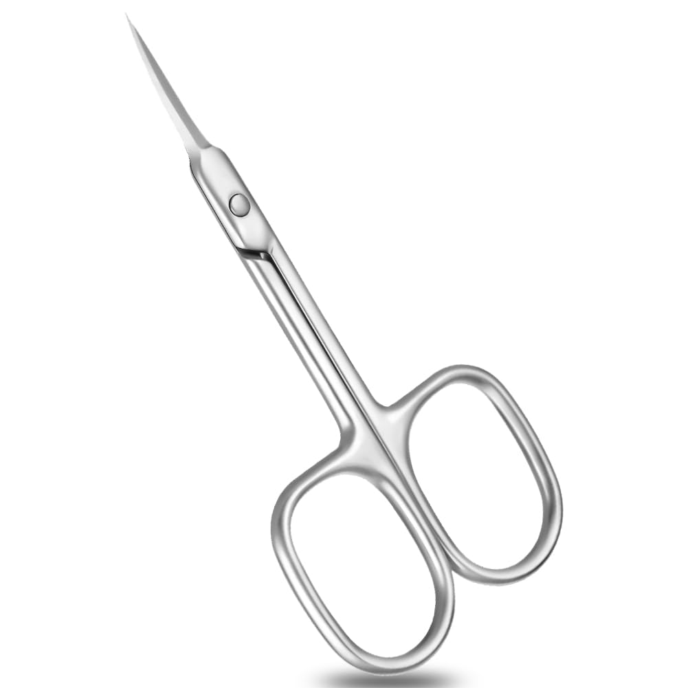 Cuticle Scissors, Extra Fine Curved Blade Nail Scissors, Multi-purpose Manicure Scissors for Women Men, Stainless Pointed Beauty Small Scissors for Nail, Eyebrow, Eyelash, Nose Hair, Dry Skin