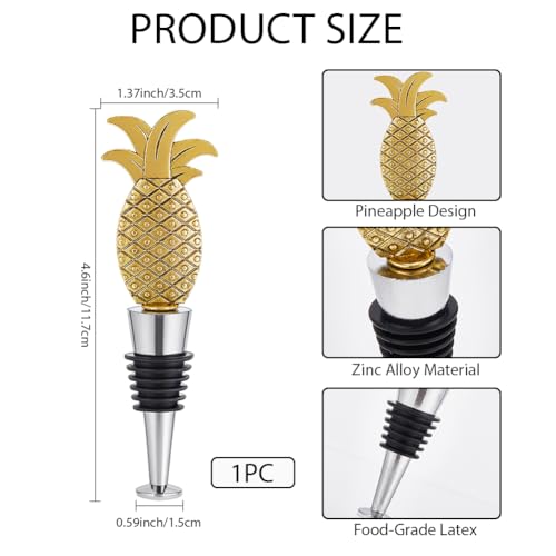 GORGECRAFT Gold Metal Pineapple Wine Stopper Reusable Decor Accessories