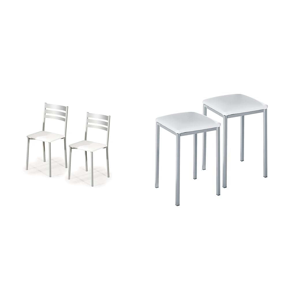 Sillas de cocina fáciles de limpiar y taburetes blancos antimanchas
