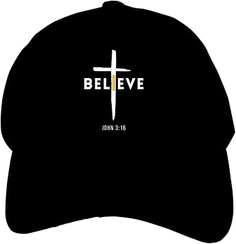 I Believe John 316, Christian, Cross Gifts Snapback Hat for Boys Girls Hip Hop Hats Teens Adjustable Baseball Cap Black