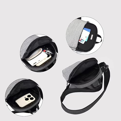 Image of WILDHORN Mini Sling Bag for Men & Women | Anti-Theft Crossbody Sling Bag | Small Chest Bag & Fanny Pack for Travel, Running, Hiking & Sports (Black & Grey Melange)