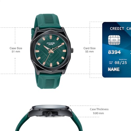 Image of Sonata Poze 8 Quartz Analog with Green Dial Green Silicon Strap Watch for Men - SP70107NP02W