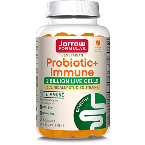 Jarrow Formulas Probiotic+ Immune Dietary Supplement For Digestive & Immune Health - 2 Billion Cfu+ Vitamins C, D And Zinc - 2 Clinically Studied Strains - 60 Gummies - Orange Flavor - Shelf Stable #TOP17