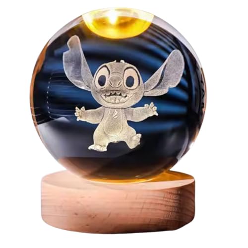 Genérico Lámpara 3D Stitch Azul – Bola de Cristal con Luz LED – Regalo para Fans y Coleccionistas – Decoración Juvenil Original