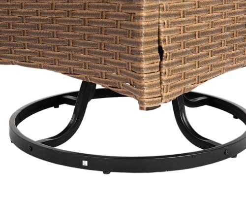 Chaises à bascule pivotantes extérieures en osier marron avec table basse