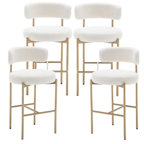 Canxkun Gold Boucle Bar Stools Set of 4, 26" Modern
