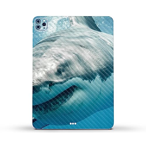 Image of MightySkins Carbon Fiber Skin Compatible with Apple iPad Pro 11 inch M2 4th Gen (2022) Full Wrap Kit - Great White Shark | Protective, Durable Textured Carbon Fiber Finish | Made in The USA