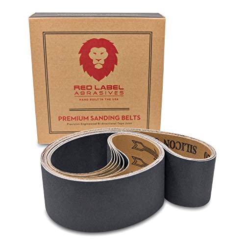 Red Label Abrasives 2 X 42 Inch Silicon Carbide Extra Fine Grit Sanding Belts 600, 800, 1000 Grits - 6 Pack Assortment for Glass, Stone, Granite, Cement, Tile, Plastics, and Metal Finishing