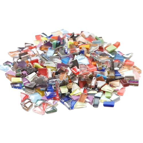 WENLISELL 1KG Irregular Mosaic Tiles Arts and Crafts, Random Color Shapes Mosaic Glass Pieces for Crafts, Arts, DIY Mosaic Kits, Home Decoration