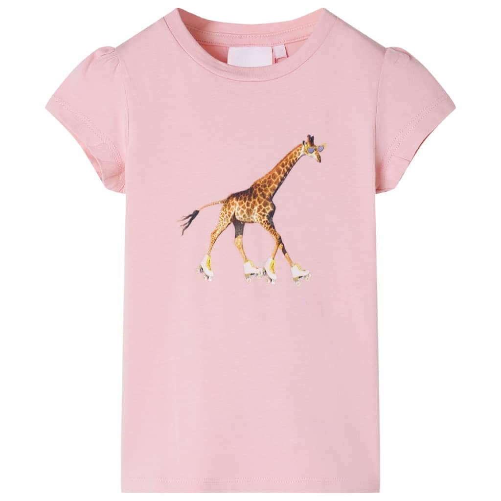 Vidaxl (, 116 (5-6Y)) Kids' T-Shirt Short Sleeves Children's T Shirt Tee Toddler Top Giraffe Print Pink