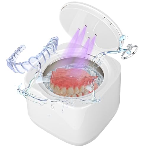 Niaazi Ultrasonic Cleaner Retainer Cleaner with UV - 45kHz Ultrasonic Cleaner for Dentures, Retainer, Aligner, Mouth Guard, Toothbrush Head, Jewellery, Diamonds for Home or Travel Use