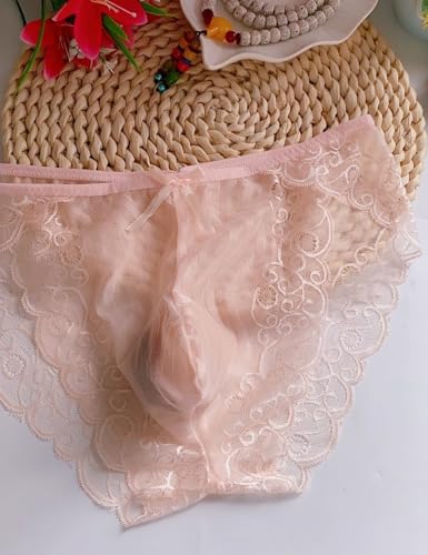 [conghuan] 男性が履ける女性用ショーツ 男女兼用 レース ブリーフ ユニセックス 下着 セクシー 透けパンツ ローライズ 美尻 偽娘 ゲイ ナイトクラブ デート - 画像4