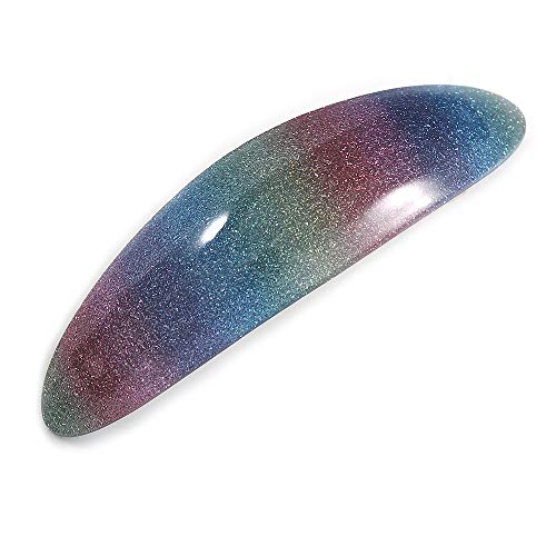 Barrettes ovales en acrylique pailleté argent 90 mm pour sublimer vos coiffures au quotidien