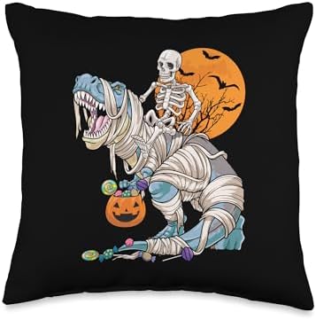 Skeleton Riding Mummy Dinosaur T Rex Dino Scary Halloween