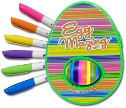EggMazing Easter Egg Mini Decorator Kit Arts and Crafts Set - Includes Egg Decorating Spinner and 6 Markers - Ages 3 and Up [Packaging May Vary]