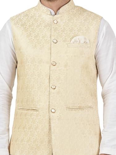 Image of Badoliya & Sons Men's Brocade Zari Nehru Jacket /Waist Coat