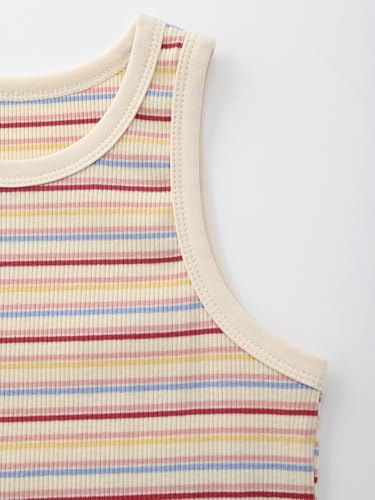 Image of BINIDUCKLING Toddler Tank Top Girls Summer Cute Striped Sleeveless Top 24 Months-8 Years