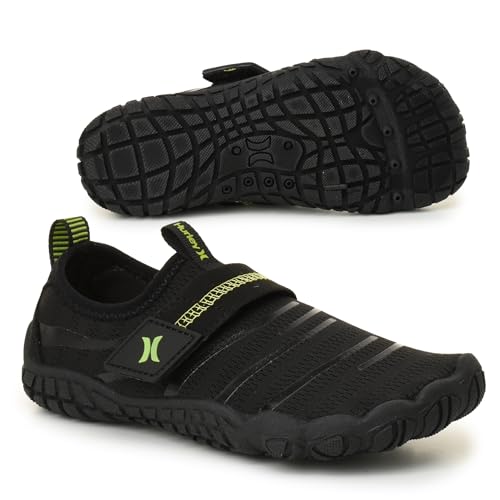 Hurley Kids Water Shoes – Quick-Dry Breathable Aqua Shoes with Adjustable Strap & Grip Sole for Beach, Pool, River & Summer Outdoor Play- Windy - Black/Neon by Hurley - Used condition - US$28.96