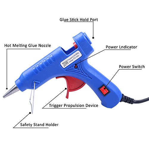 COCODE Hot Glue Gun with 60 Mini Glitter Hot Melt Glue Sticks 0.27" x 3.93" for Art Craft Project Holiday Decoration Cardboard Making DIY Repair