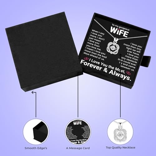 To My Wife Necklace From Husband| Anniversary or Birthday Love Gift for Her| Soulmate Mother's Day or Valentine's Day Pendant Jewelry for Hot Doe3