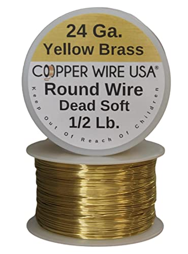 24 Ga Brass Round Wire 1/2 Lb. - 400 Ft. Spool (#260 Solid Brass) #TOP1