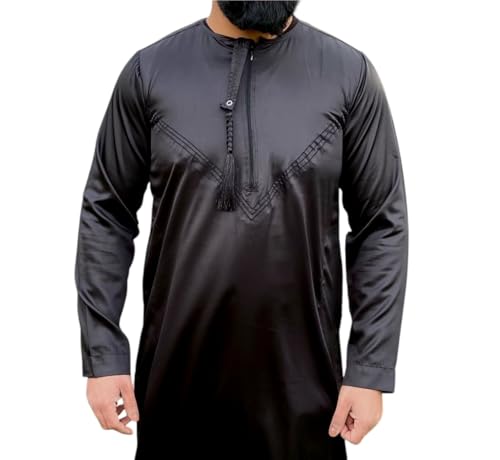 Jubbah Thobe caftan de luxe à manches longues pour homme