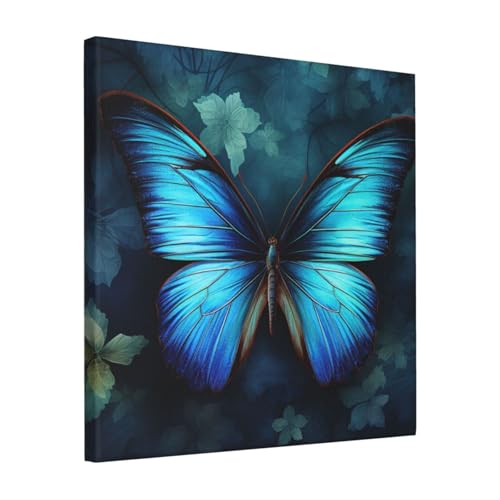 Toile papillon bleu 40x40 cm QMNKLET pour décoration murale de salon
