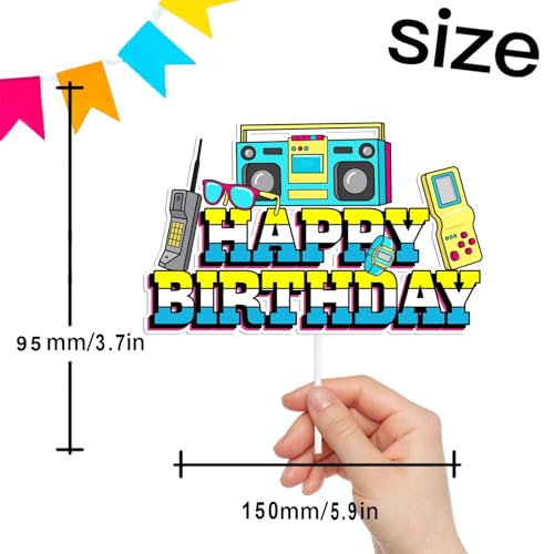 Happy Birthday Cake Topper Party Born in the 80’s 90’s Decorations for Retro Hip Hop Theme Birthday