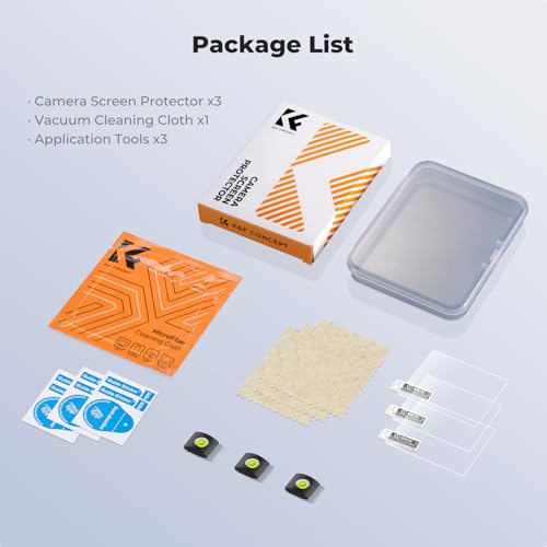Image of K&F CONCEPT 3 pcs Screen Protector Compatible with Fujifilm XE5 XM5 Camera, 0.3mm 9H Hardness Tempered Glass Cover Anti-Scratch Bubble-Free & Hot Shoe Cover