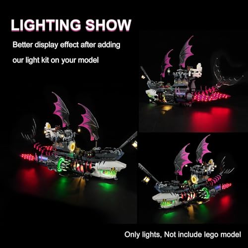 DALDED LED Lighting Kit for Lego DREAMZzz Nightmare Shark Ship 71469, LED Light Compatible with Lego 71469 Building Block Models (Not Include Set)