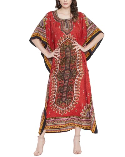 Image of Oussum Women Polyester Casual Long Plus Size Beach Caftan Cover Up Maxi Dress 1X-3X Summer Kaftan Dresses for Women