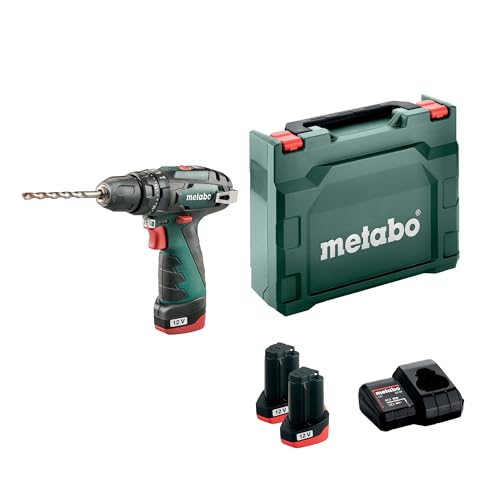 Metabo Akku-Schlagbohrschrauber PowerMaxx SB Basic (600385500) 12V 2x Li-Ion; Ladegerät LC 40; Kunststoffkoffer, Art des Akkupacks: Li-Ion , Akkuspannung: 12 V, Akkukapazität: 2 x 2 Ah