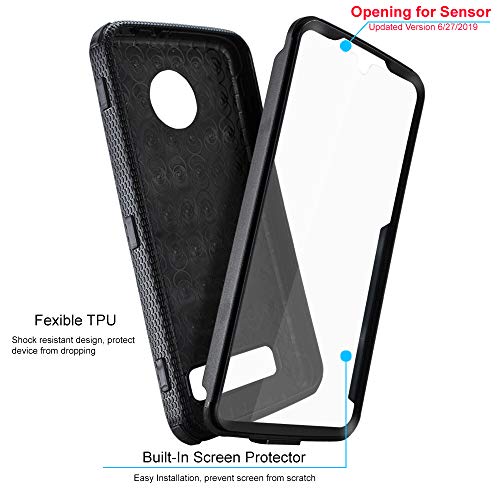 Covrware Aegis Series Case Compatible With Moto Z4 / Z4 Play (2019) With [Built-In Screen Protector] Heavy Duty Full-Body Rugged Holster Armor Cover [Belt Swivel Clip][Kickstand], Black #TOP13
