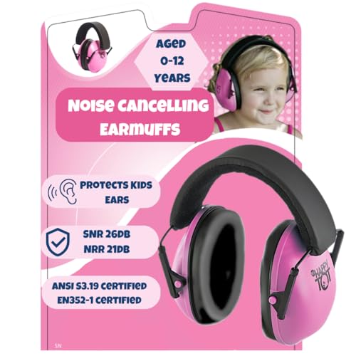 My Happy Tot Noise Cancelling Headphones for Kids, Adjustable Baby Ear Protection Earmuffs with Ergonomic Design, Pink