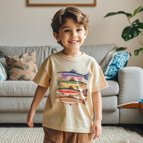 Image of Kids Short Sleeve Tees Toddler Crewneck T-Shirts Boys Girls Dino Raccoon Excavator Silly Goose Flower Girl Tops 2-7 Years