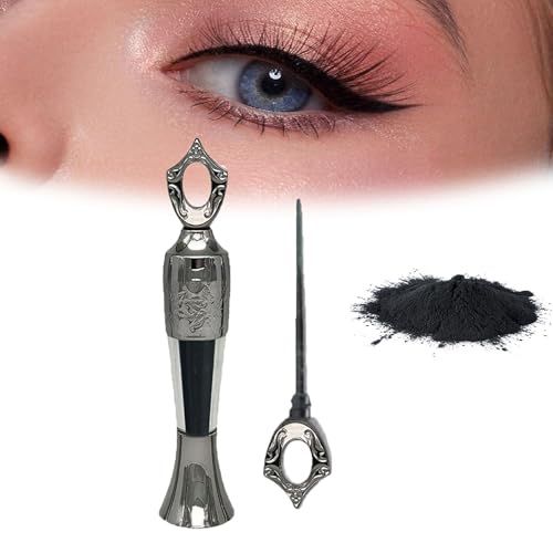 Powder Eyeliner, Eye Liner, Handmade 100% Natural Eyeliner Powder, Long Lasting Arabic EyelinerPowder for Natural Makeup, Long-Wearing, Smudge-Proof (Black)